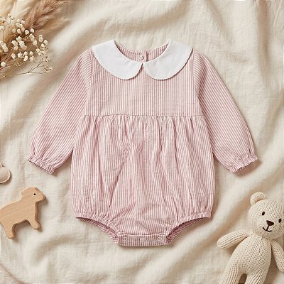 Romper Manga Longa Gola Bordada Personalizável