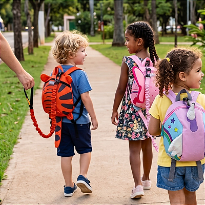 Mochila Infantil com Guia de Segurança Antiperdido