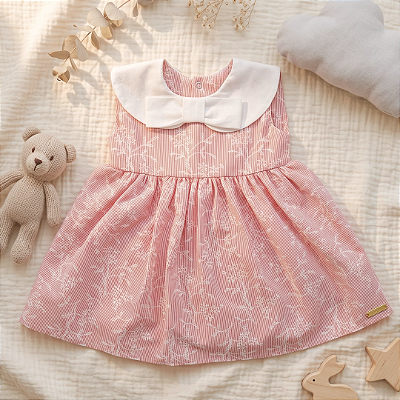 Vestido Princesa Gola Branca com Laço