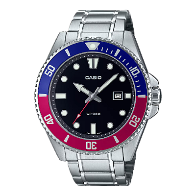 RELÓGIO CASIO DURO AÇO MDV-107D-1A3VDF PEPSI