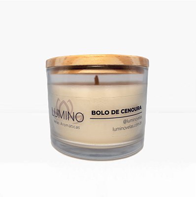 Vela Aromática Bolo de Cenoura - Tampa de Madeira 100g