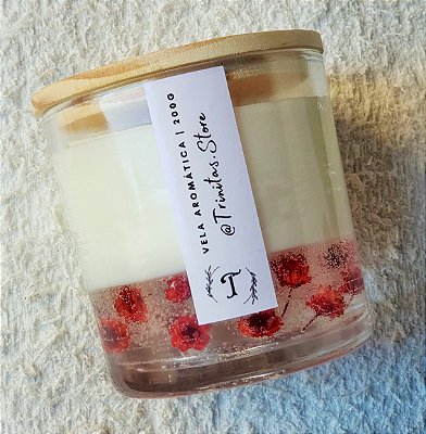 Vela Flower Cereja e Avelã 200g - Vermelha
