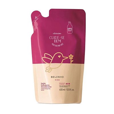 Refil Loção Hidratante Desodorante Corporal O Boticário Cuide-se Bem Beijinho 400ml