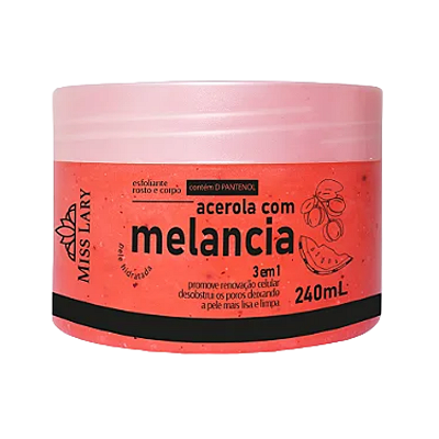 Esfoliante Rosto e Corpo Acerola com Melancia Miss Lary 240g