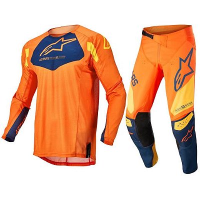 Kit Calça + Camisa Alpinestars Techstar Factory 2022 Laranja
