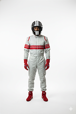 Macacão Acolchoado Modelo I - Cor 1: Cinza Prata Cor 2: Vermelho