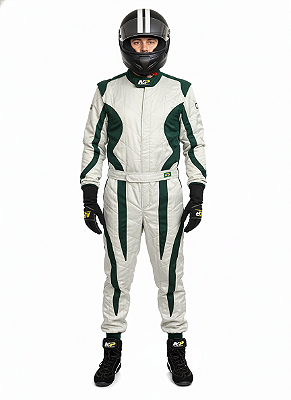 Macacão Acolchoado Modelo Royale - Cor 1: Cinza Prata Cor 2: Verde Bandeira