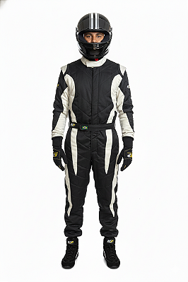 Macacão Acolchoado Modelo Royale - Cor 1: Preto Cor 2: CInza Prata