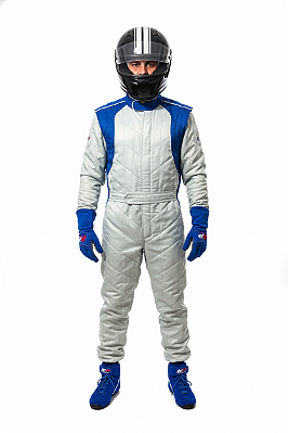 Macacão Acolchoado Modelo U - Cor 1: Cinza Prata Cor 2: Azul Royal