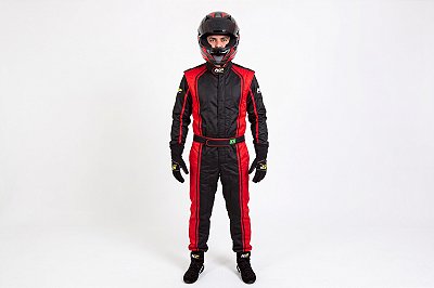 Macacão Acolchoado Modelo FOX - Cor 1: Preto Cor 2: Vermelho