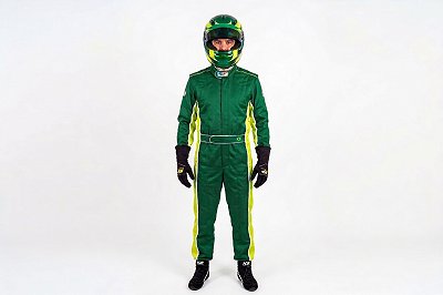 Macacão Acolchoado Modelo FOX 2 - Cor 1: Verde Bandeira Cor 2: Verde Limão