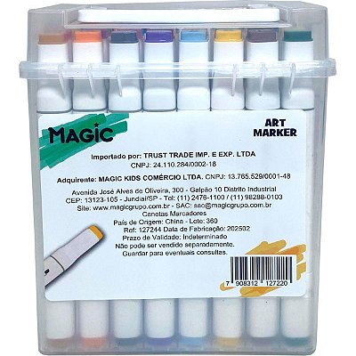 Marcador Artístico Art Marker 48 cores com Estojo PP - Magic Kids