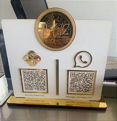 Placa com 2 QRCODES - Acabamento e Logo em acrilico