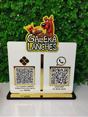Placa com 2 QRCODES - Acabamento em acrílico e Logo colorida