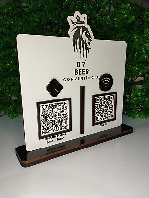 Placa com 2 QRCODES - Acabamento em mdf preto