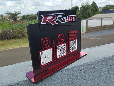 Placa com 3 QRCODES - Acabamento e Logo em acrilico