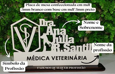 Placa de mesa decorativa de profissão em mdf