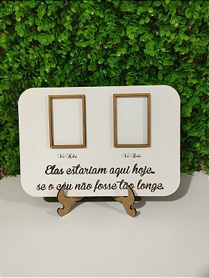 Porta retrato homenagem com espaços para 2 fotos