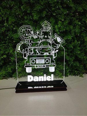 Luminária personalizada com led branco Safari