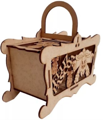 Páscoa - Cestinha tipo de piquenique com duas aberturas para colocar bombons e doces