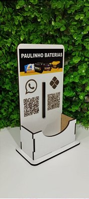 Porta Cartões de Visita em MDF Branco Personalizado colorido