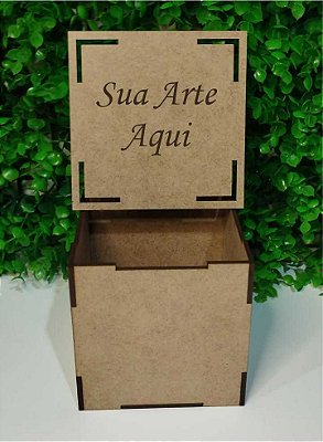 Caixa com tampa em mdf cru 10x10x10 cm