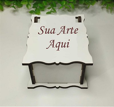 Caixa com Tampa articulada em mdf branco 6cm x 6cm x 4,5cm