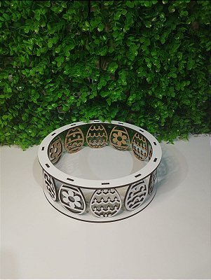Páscoa - Cesta de ovinhos decorativa em mdf branco