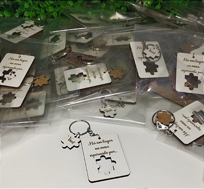 Chaveiros quebra cabeça personalizado a laser