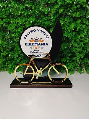 Trofeu com detalhe em formato de Bicicleta personalizado em mdf - Cód. MDF034