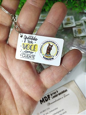 Chaveiros Gratidão Ter Você como Cliente personalizados com sua marca