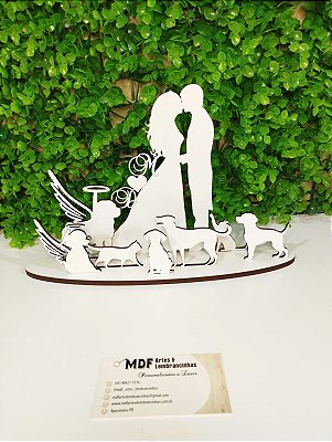 Topo de Bolo para Casamento personalizado em mdf branco