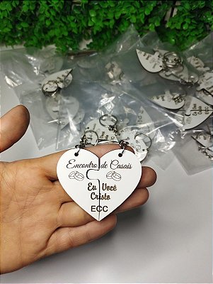 Chaveiros quebra cabeça formato coração para encontro de casais