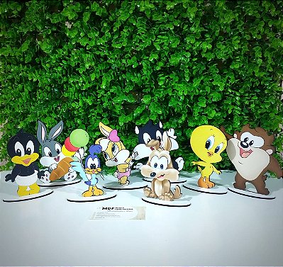 Kit 8 Displays Personagens Looney Tunes Baby Coloridos em mdf 13cm Altura