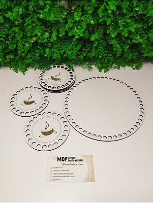 Kit de bases em mdf branco para mesa posta de café fio de malha