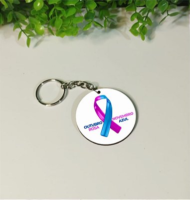 Chaveiros em mdf personalizado Outubro Rosa e Novembro Azul (modelo 1)