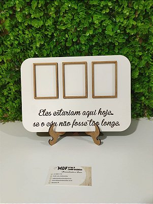 Porta retrato homenagem com espaços para 3 fotos