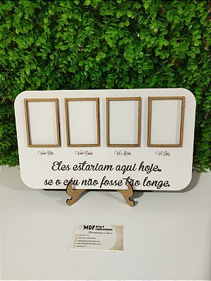 Porta retrato homenagem com espaços para 4 fotos
