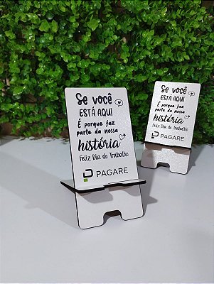 Dia do Trabalho - Suporte de Celular em mdf branco