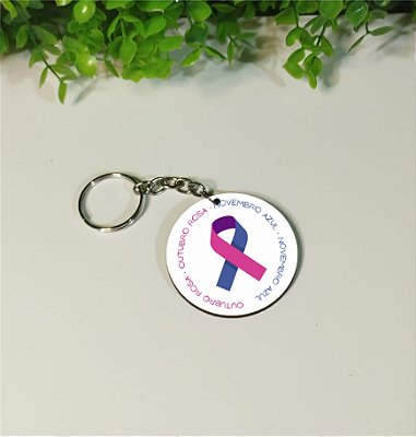 Chaveiros em mdf personalizado Outubro Rosa e Novembro Azul (modelo 2)