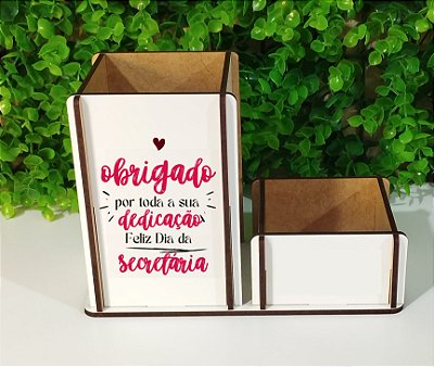 Dia da Secretária  - Porta canetas com porta clips (modelo 1)