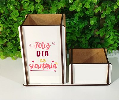 Dia da Secretária  - Porta canetas com porta clips (modelo 2)