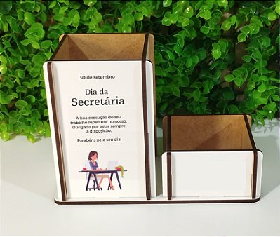 Dia da Secretária  - Porta canetas com porta clips (modelo 3)