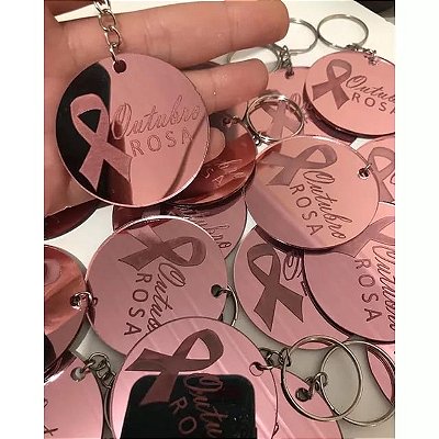 Chaveiro acrilico rosê gold Outubro Rosa personalizado a laser