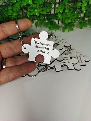 Chaveiros em mdf formato quebra cabeça personalizado a laser