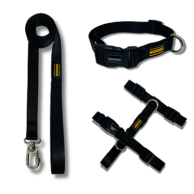 Kit Black - Peitoral H com Guia Slim e Coleira