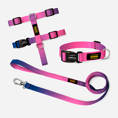 Kit Roxo - Peitoral H com Guia Slim e Coleira