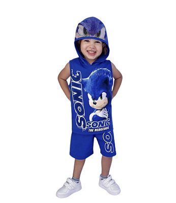 Conjunto Infantil Menino Regata e Shorts Personagem Sonic