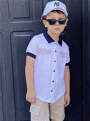 Camisa de Botão Infantil Menino Branca