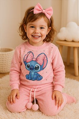 Conjunto Fleece  infantil Inverno Stitch  Peluciado